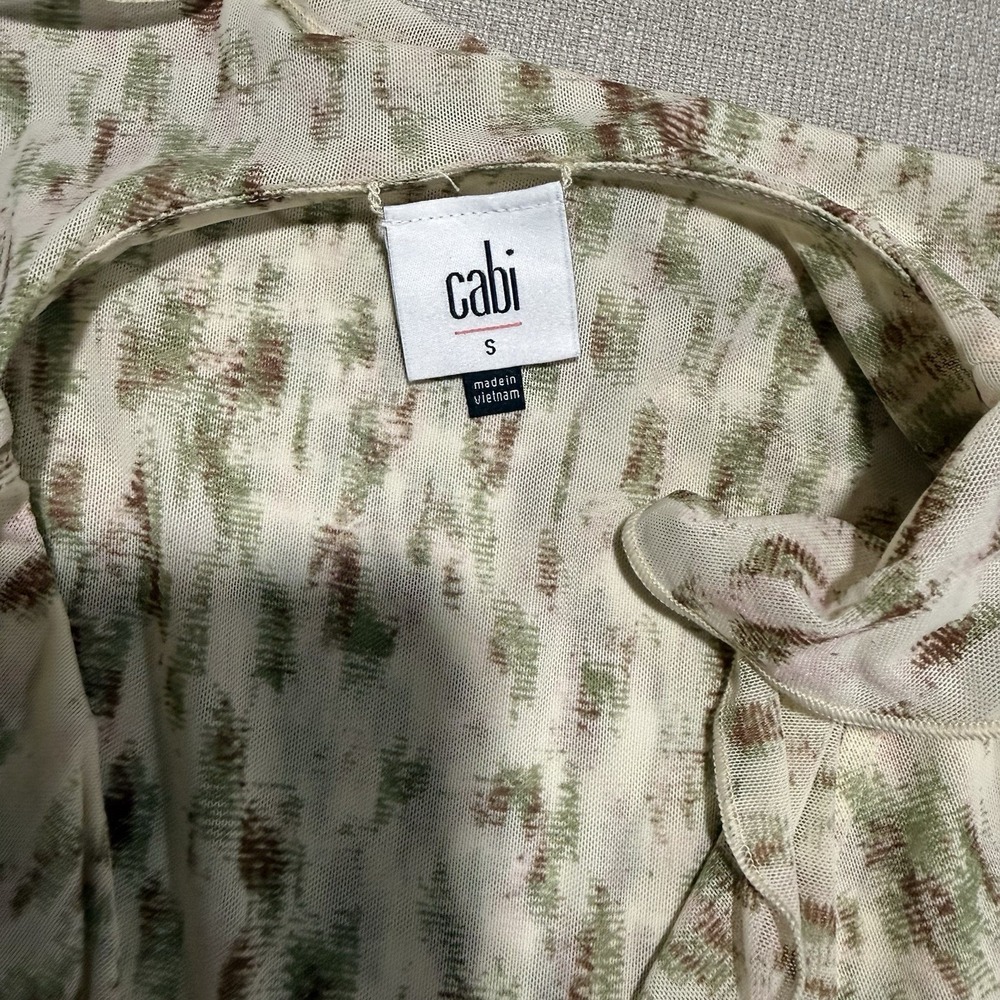CAbi Dapple Forest Fairy Mesh Flutter Sleeve Ruched Blouse Top Small Whimsigoth - Picture 3 of 7